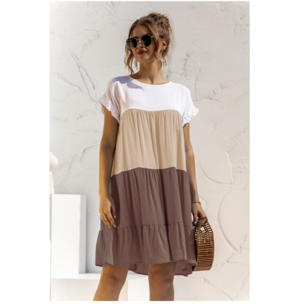 Color Block Tiered Dress - Picture 1 of 6
